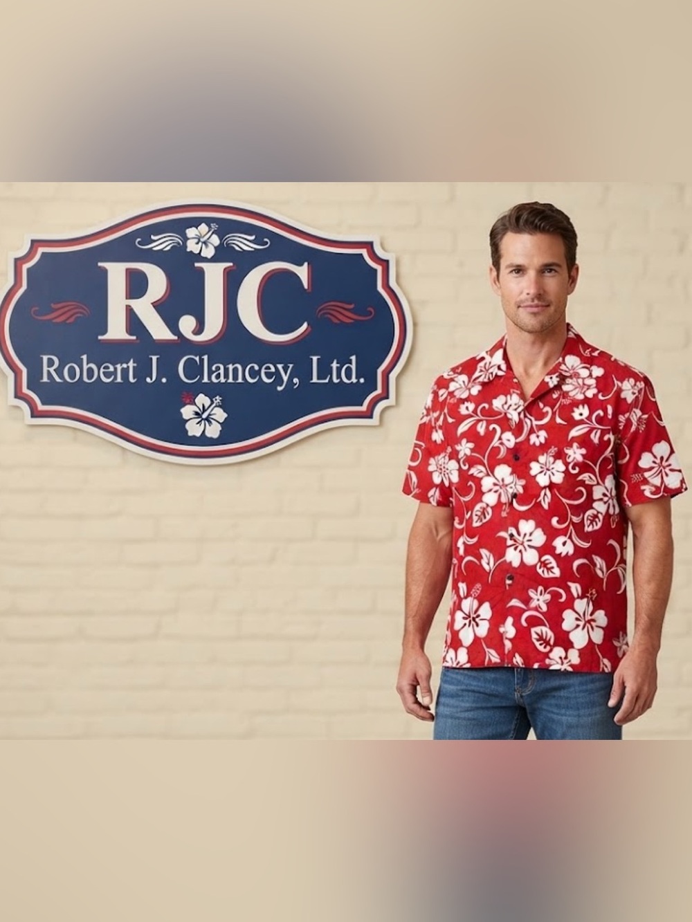 New RJC Robert J. Clancey, Ltd. Men’s red floral Hawaiian shirt sz M